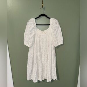 Anthropologie white mini eyelet dress